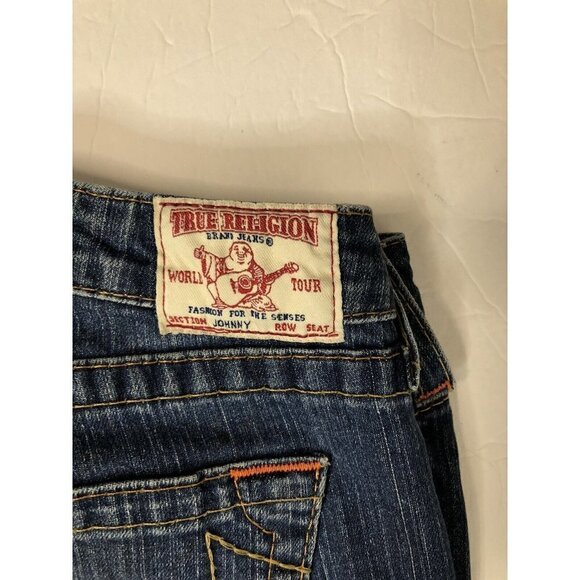 True Religion World Tour Johnny Womens 26x30 Blue Denim Jeans Straight Leg - Picture 6 of 8